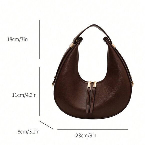 Coffee Brown Elegant Women's Textured Soft Leather Bag - Picture 8 of 8
